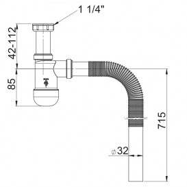 Сифон для раковины Prevex Basic телескопический c накидной гайкой 5/4 d32/40 мм PR3-B4NF3-001