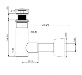 Сифон для раковини Prevex EasyClean телескопічний click-clack d40 пластик хром 1512426