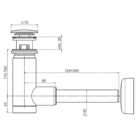 Сифон для раковини Prevex EasyClean телескопічний click-clack d40 метал чорний 1512419