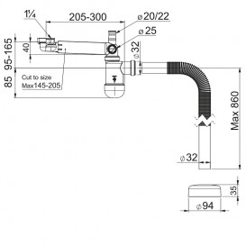  	Сифон для раковини Prevex Preloc з накидною гайкою 5/4