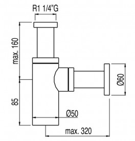 Сифон для раковины Tres наружный телескопический хром 16110372