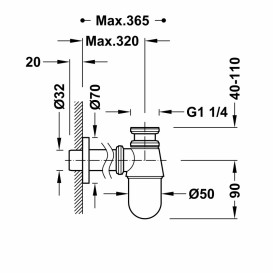 Сифон для раковини Tres із інспекційним люком чорний матовий 03463430NM