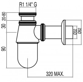 Сифон для раковини Tres з інспекційним люком хром 13463430