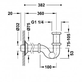 Сифон для раковини Tres телескопічний з інспекційним люком матове рожеве золото 03463820OPM