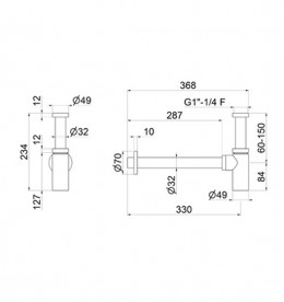 Сифон для раковины Vema Tiber steel нержавеющая сталь P000459AC005