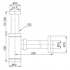 Сифон для раковины Volle с цилиндрической колбой латунь бронза 9000.094221