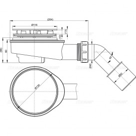 Сифон для толстостенного душевого поддонa AlcaPlast cниженный хром A492CR