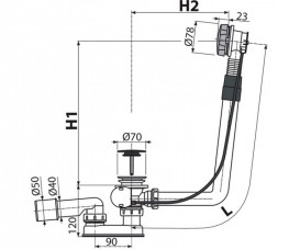 Сифон для ванни AlcaPlast автомат комплект метал A550KM-80