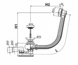 Сифон для ванны AlcaPlast автомат комплект белый A51BM