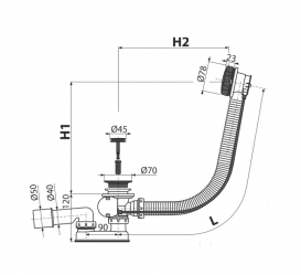 Сифон для ванны AlcaPlast автомат комплект чёрный матовый A55BLACK