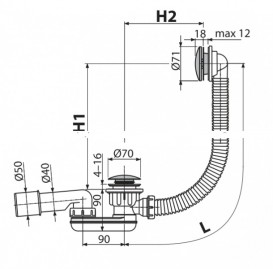 Сифон для ванны AlcaPlast Click-Clack металл A507KM-100