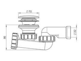 Сифон для ванни d52/d32 мм білий пластик 3212007