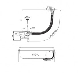 Сифон для ванны Devit 60 см автомат пластик/металл хром 600471