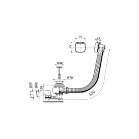 Сифон для ванни Koller Pool A51CR автомат з квадратним переливом B70CLPA