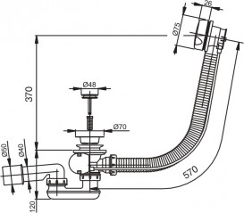Сифон для ванны Koller Pool автомат комплект хромированный квадратный перелив A51CR (KP)