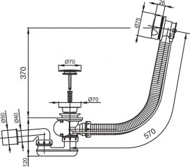 Сифон для ванни Koller Pool автомат комплект хромований квадратний перелив A51CRM (KP)