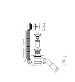 Сифон для ванни Marmorin Klik Klak Overflow з переливом білий / хром SWK
