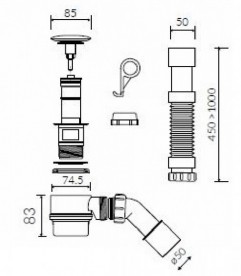 Сифон для ванны Marmorin со встроенным переливом латунь/пластик белый SBKOW