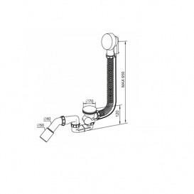 Сифон для ванны Prevex с гофрой перелива 65 cм 40/50 мм A305M50-01