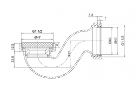 Сифон для ванны с горизонтальным отводом Burlington латунь хром CW3