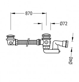 Сифон для ванны Tres с переливом хром 134445