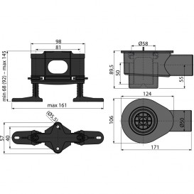 Сифон для водоотводящего желоба  AlcaPlast с комплектом регулируемых ног APZ-S12