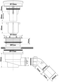 Сифон McAlpine для душевого поддона 90 мм хром HC27-CPBN-PB