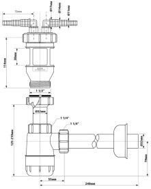 Сифон McAlpine з двома приймальними входами 11/14/17 мм вихід Ø32 мм для використання з бойлерами та кондиціонерами HC2-FUNNEL