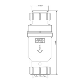 Сифон McAlpine с обратным клапаном 1½ х 40 мм полипропилен белый MACVALVE-11