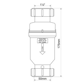 Сифон McAlpine с обратным клапаном 1½ х 50 мм полипропилен белый MACVALVE-18
