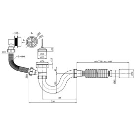 Сифон із переливом для ванни Kroner KRP BS01 1½х40/50 прямоточний пластик білий CV032061