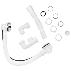 Сифон с переливом для ванны Kroner KRP BS05P 1½х40/50 СІіск-СІаск с ревизией пластик хром CV032064