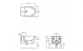 Біде підвісне Simas колекція Spazio 52х35х41 з переливом LFT19 + F85