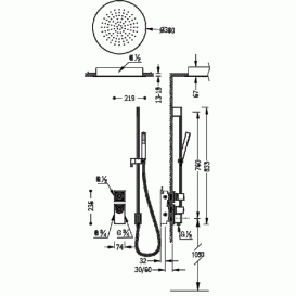 Система для душа встраиваемая термостатическая Tres Block System черный матовый 20635203NM