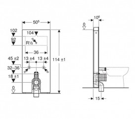 Система инсталляции для напольного унитаза Geberit Monolith 114 см керамика под бетон/алюминий 131.033.JV.5