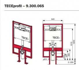 Система инсталляции для подвесного унитаза TECE с креплениями и комплектом звукоизоляции 9300065
