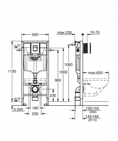 Система инсталляции для подвесного унитаза Grohe Rapid SL 3в1 кнопка Even Black 38811KF0
