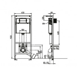 Система інсталяції для підвісного унітазу Villeroy&Boch ViConnect 112x13x45 см монтаж в гіпсокартон 92099600