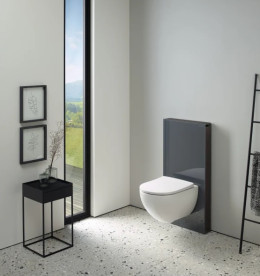 Система інсталяції для підвісного унітазу Geberit Monolith 101 см скло чорне матове/алюміній чорний хром 131.021.CD.5