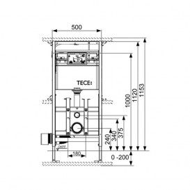 Система инсталляции для подвесного унитаза TECE TECElux 1120 мм с регулировкой высоты 9600200
