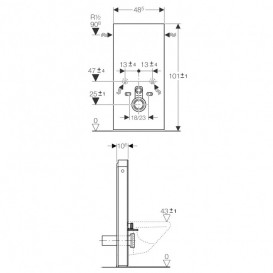 Система инсталляции для подвесного унитаза Geberit Monolith 101 см песочно-серое стекло/алюминий 131.021.JL.5