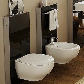 Система инсталляции для подвесного унитаза Geberit Monolith 101 см черное стекло/алюминий черный хром 131.021.SJ.6