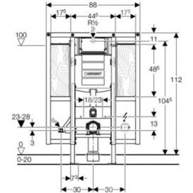 Система інсталяції для підвісних унітазів Geberit Duofix для людей з обмеженими можливостями 111.375.00.6