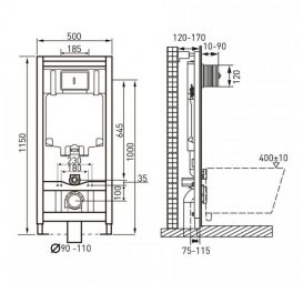 Система инсталляции для подвесных унитазов Volle Master 4в1 хромированная клавиша 141515