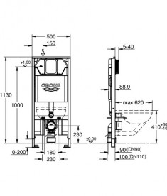 Система инсталляции для унитаза Grohe Rapid SL Slim сталь 39687000