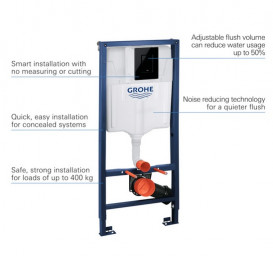 Система инсталляции для унитаза Grohe Rapid Sl 3-в-1 с клавишей Skate Cosmopolitan черный глянец 39940000