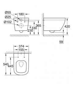 Система инсталляции для унитаза Grohe Rapid Sl 5-в-1 с клавишей унитазом и крышкой 36501000