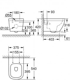 Система инсталляции для унитаза Grohe Rapid Sl 5-в-1 с клавишей унитазом и крышкой 36503000