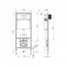 Система інсталяції для унітазу Primera 4-в-1 з клавішею змиву сірий 16.65.90