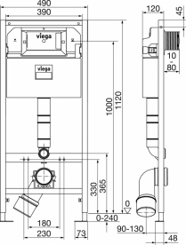 Система инсталляции для унитаза Viega Prevista Dry с клавишей смыва и креплением 792855